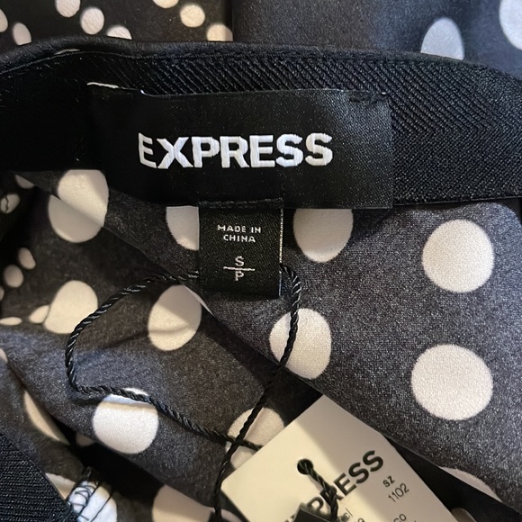 Express Mixed Polka Dot Patchwork Print Satin Midi Skirt Black White NWT-Small - Picture 8 of 13